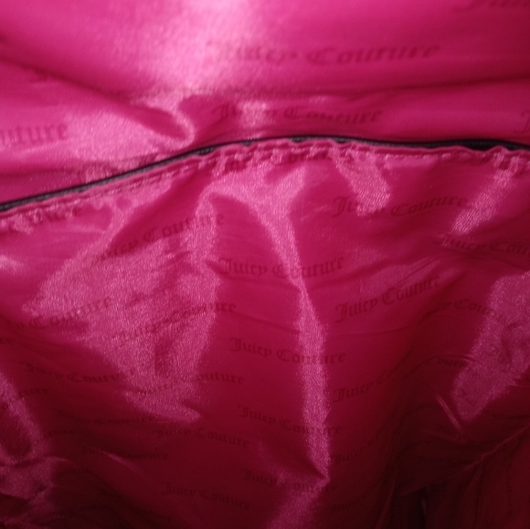 Juicy Couture Black And Barbie Pink Expandable Back Pack Satin logo lining main image 13